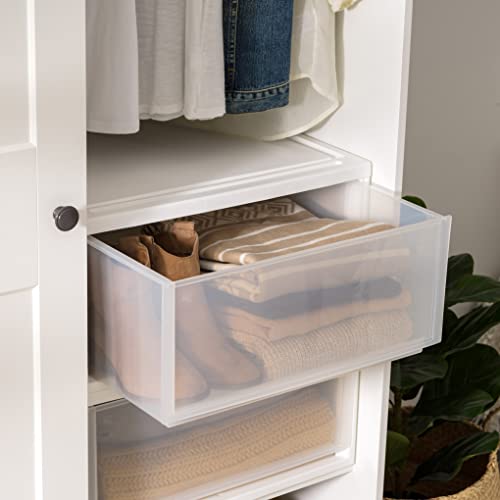 IRIS USA 47 Qt. Extra-Large Stackable Storage Drawer Plastic Drawer Organizer with Clear Doors, for Pantry Bedroom Closet Kitchen Under-Sink Home and Office De-Clutter Shoes and Crafts, White, 2-Pack - size: 47 Qt., style: 2 Pack