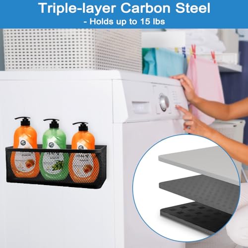 Picowe Magnetic Laundry Organizer, Extra Large Magnet Basket for Laundry Room,16.5lb Capacity Magnetic Shelf for Washer /Dryer, Fridge & Small Spaces (XL, Black) - color: Black, size: XL (13.8*5.1*3.9in)