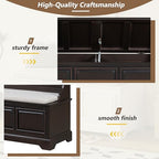 Knocbel Rustic Entry Storage Bench with Hidden Compartments and Removable Cushion, Wooden Entryway Hallway Foyer Shoe Bench Bedroom End of Bed Bench (Espresso and Beige) - color: Espresso and Beige