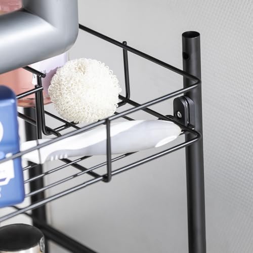 L&H UNICO Under Sink Organizers 2-Tier Removable Shelf Wire Storage Rack for Kitchen Bathroom with Towel Bar, Black