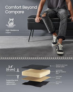 VASAGLE EKHO Collection - Storage Ottoman Bench, Entryway Bedroom Bench, 15 Gallons, Synthetic Leather with Stitching, Mid-Century Modern, Safety Hinges, Loads 660 lb, Ink Black ULOM074B01 - color: Ink Black, style: 15-Gallon Storage Bench