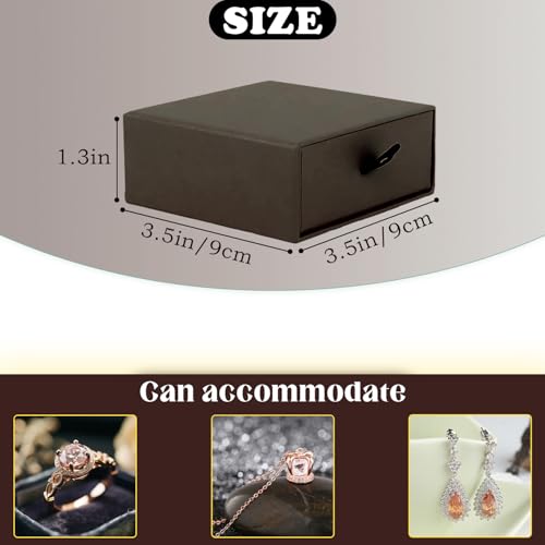 Coobbar Luxury Velvet-Lined Jewelry Gift Box 12-Pack, Compact Drawer Style Organizer for Earrings & Rings, Elegant Bracelet Display Box, Small Jewelry Storage Box, 3.5x3.5x1.26 Inches (Coffee) - color: Coffee