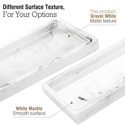 Luxspire Bathroom Vanity Tray, 8 x 4 inch Resin Dresser Jewelry Ring Dish Tank Storage Kitchen Sink Countertop Organizer Plate Holder for Perfume Soap Towel Bathroom Accessories, Mini, Gravel White - color: Gravel White, style: Mini
