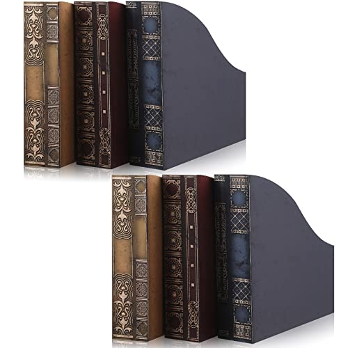 Geetery 6 Pcs File Magazine Organizer 3 x 11 x 12'' Vintage Decorative Classic Books Themed Magazine Holder Easy to Assemble Classic Books Rack File for Shelves Desk Home(Chic)