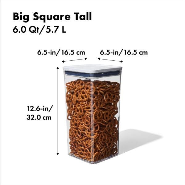 OXO Good Grips POP Container - Airtight Food Storage - Big Square Tall 6.0 Qt Ideal for bulk snacks and cereal - color: White, size: 6.0 Qt