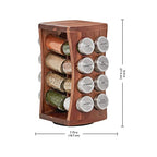 Kamenstein 16 Jar Hourglass Revolving Countertop Spice Rack with Spices Included, FREE Spice Refills for 5 years, Acacia with Stainless Steel Caps,Brown - size: 16-Jar, style: Hourglass
