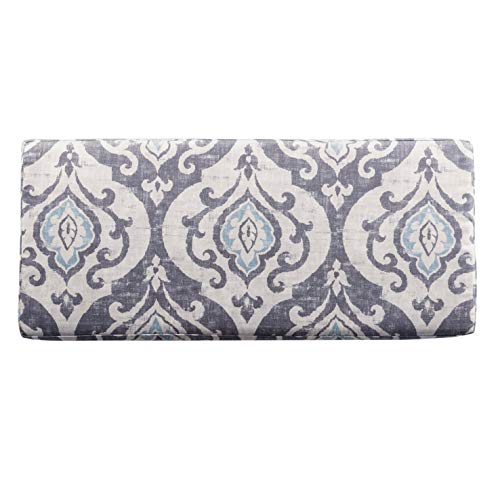 HomePop Large Upholstered Rectangular Storage Ottoman Bench with Hinged Lid, Slate Damask - color: Slate Damask