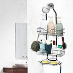 anyshwu Shower Caddy Hanging, White, Plastic, Unisex, 13 Inches Deep x 6 Inches Wide x 4 Inches High, Hanging Mount, Quick Dry, For Showers - size: Bathroom Organizer 2