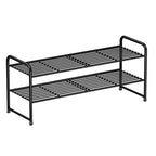 SUFAUY 2-Tier 33" Wide Shoe Rack, Closet Metal Shoe Rack Organizer Heavy Duty, Stackable, Black - color: Black, size: 2 Tier