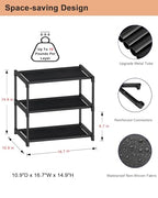 HITHIM 3 Tiers Small Shoe Rack,Narrow Stackable Shoe Shelf Organizer,Sturdy Shoe Stand, Non-Woven Fabric Metal Shoe Racks for Entryway, Doorway and Bedroom Closet - size: 3-Tier