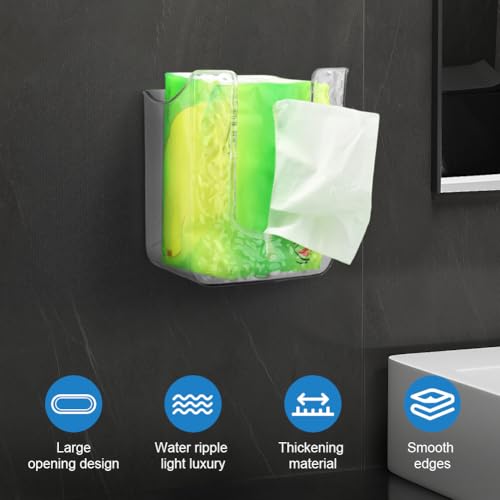 CALIDAKA 2Pcs Bathroom Wipes Holder, Kitchen Wipes Storage, Wall-Mounted Tissue Holder, Non-Slip Flushable Wipes Box, Wipe Container, Wipes Holder for Kitchen Bathroom (Clear+Clear Grey)