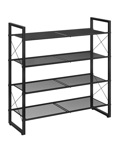 CHOEZON Shoe Rack, 4-Tier Shoe Rack for Closet, Metal Shoe Storage Organizer, Shoe Rack for Entryway, Shoe Shelf with Adjustable Feets, for Entryway, Hallway, Living Room, Bedroom, Black TXJ14BB - size: 30"L x 10.4"W x 30.3"H
