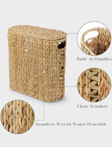 YANGQIHOME Toilet Paper Storage, Water Hyacinth Toilet Paper Storage with Lid, Papers Container for up to 9 Mega Rolls, Bathroom Basket Organizer - size: 9 Rolls