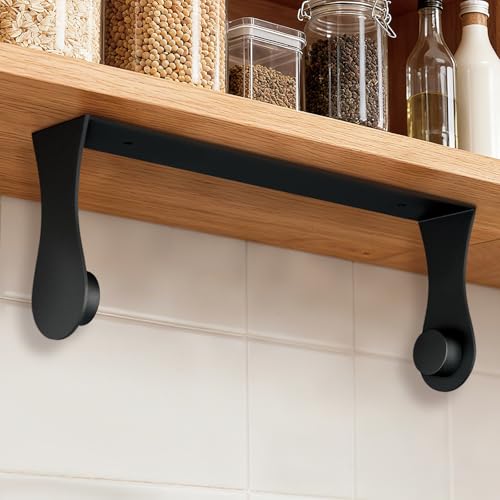Paper Towel Holder Under Cabinet, Black, Adhesive & Wall Mount, Under Counter Paper Towel Rack for Kitchen and Bathroom, Home and Kitchen Decor - color: Black