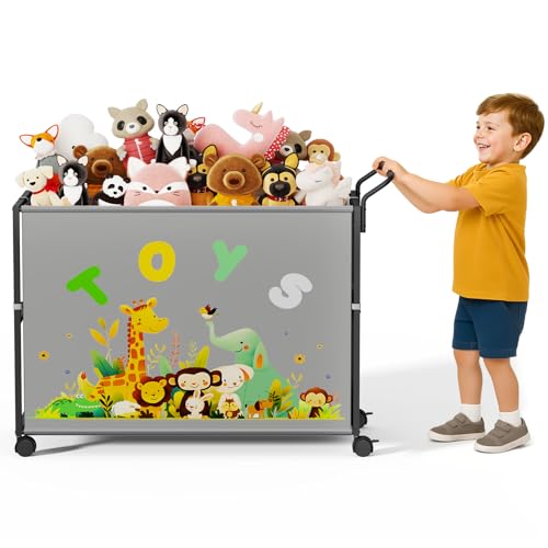 BBLIKE Toy Box for Kids - 200L Extra Large Toy Chest Storage with Wheels for Boys and Girls, Toy Organizer Bin for Stuffed Animals, Toy Basket for Bedroom, Nursery, Living Room, Playroom, Gray - color: Grey