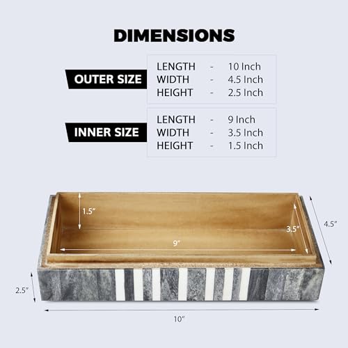Handicrafts Home Decorative Storage Box with Lid, Patisserie Cafe Stripe Pattern Coffee Table Storage Box Organizer, Wooden Keepsake Jewelry Box, Kitchen Counter Console Box, Grey & White, 10x4.5x2.5 - color: PATISSERIE-CAFE, size: 10x4.5x2.5 Inch