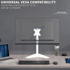 VIVO Single Monitor Desk Stand, Holds Screens up to 32 inch Regular and 38 inch Ultrawide, Freestanding VESA Steel Mount Base, Adjustable Height, Tilt, Swivel, Rotation, White, STAND-V001HW - color: White, size: 18" Tall