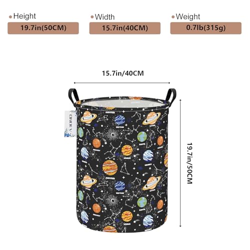 Round Fabric Storage Bin,Decorative Basket,Organizer Basket with Handles,for Clothes Storage,Books and Sundries(Planet) - color: Black Planet