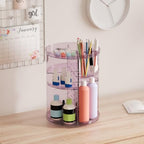 Rotating Makeup Organizer, DIY 8 Adjustable Layers Spinning Skincare Storage, Cosmetic Display Case with Brush Holder and Perfume Tray, Multi-Function Vanity Bathroom Countertop Organizer Clear Purple - color: Clear Purple