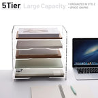 SANRUI Acrylic Desk File Organizer 5 Tier Letter Tray Paper Organizer with Handle for Office, Home, Classroom Clear Desk Organizer Document Holder - style: Enlarged File Tray 5 Tier