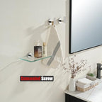 JQK Bathroom Glass Shelf Chrome, Tempered Glass Shower Storage 8 by 5 inches, 304 Stainless Steel Polished Chrome Wall Mount 2 Pack, TGS101L8-CH-P2 - color: Chrome, size: 8 Inch (2 Pack)