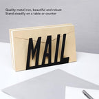 Mail Organizer, Stylish Mail Holder, Iron Letter Holder for Desk with Open Design, Functional Envelope Organizer for Bills, Letters, Papers, 5.91 x 2.17 x 3.74in, Black