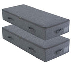 Pack of 2, 100cm Extra-Long Underbed Storage Boxes with Zip Lid – for Blankets, Clothes, Shoes | Washable, Foldable & Sturdy Honeycomb PP Board | Fits Queen/King Bed, Dorm, Closet (Black Gray) - color: Black Gray,2pcs