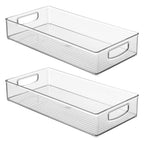 iDesign Stackable Clear Plastic Extra Long Pantry Organizers and Cabinet Storage Bins for Kitchen, 2-Pack - size: 16 x 8 x 3, style: Pack of 2