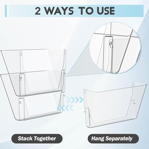 MINDEPOT 6 Pockets Acrylic Wall File Organizer, Clear Wall File Holder, Plastic Hanging Wall File Holder for Office, School and Home, Clear - color: Clear, size: 6Pack