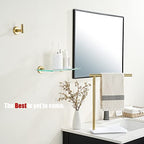 JQK Bathroom Glass Shelf Gold, Tempered Glass Shower Storage 12 by 5 inches, 304 Stainless Steel Brushed Gold Wall Mount 2 Pack, TGS101L12-BG-P2 - color: Gold, size: 12 Inch (2 Pack)