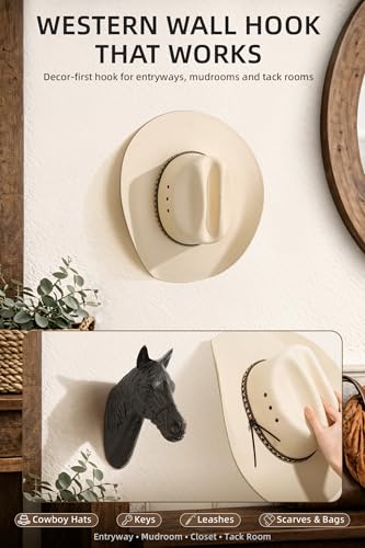 Cast Iron Horse Head Wall Hook, Western Decorative Hook, Equestrian Tack Room Decor Bridle Hook for Barn Stable Stall Door, and Coats, Performs Good in Any Home or Office Space - color: Horse Head Rustic Black