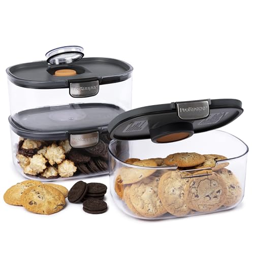 Progressive ProKeeper International Airtight Food Storage Container with Terracotta Disk for Freshness, Stackable & Dishwasher Safe, Ideal for Cookies, Baked Goods, & More 3 Quart, 3-Piece - size: 3-Piece, style: 3-Quart Prokeeper