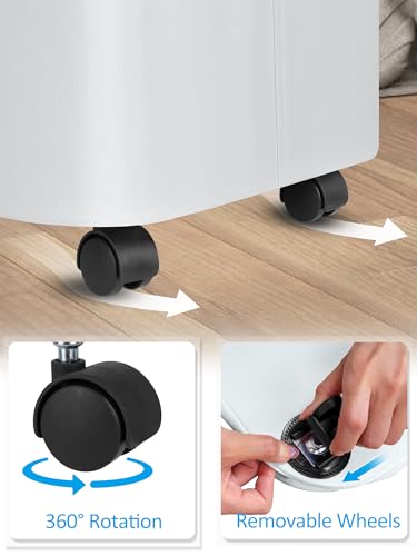 efluky Laundry Basket with Wheels, Tall Rolling Laundry Hamper with Lid and Removable Bag, Aesthetic Dirty Clothes Hamper on Wheels for Laundry Room, Bedroom, Dorm and Bathroom, 100L White - color: White, size: 100L