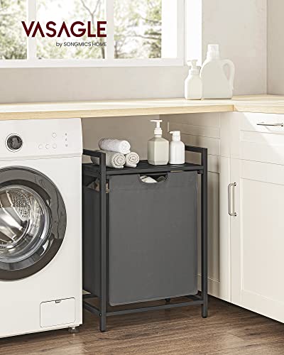 VASAGLE Laundry Hamper, Laundry Basket, Laundry Sorter with A Pull-Out and Removable Bag, Shelf, Metal Frame, 17.2 Gallons (65 L), 19.7 x 13 x 28.4 Inches, Gray and Black UBLH101G01 - color: Slate Gray + Charcoal Gray, size: 1 Bags - 65 L
