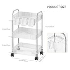 3 Tier Rolling Cart with Hanging Basket, Easy Assembly Acrylic Storage Carts with Lockable Wheels, Utility Cart Storage Organizer Serving for Office, Living Room, Kitchen, Bathroom - style: 3-Tier