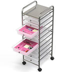 Simple Houseware Drawer Organizer Tray with 9 Adjustable Compartments, Pink - color: Pink, size: 1 Pack