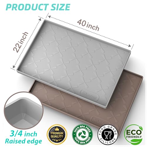 SIKADEER 40" x 22" Under Sink Mat Waterproof, Silicone Mat Kitchen Drawer Shelf and Cabinet Liner, Sink Protector for Kitchen Organizers and Storage, Boot Tray Pet Food Mats - color: Gray, size: 40"W x 22"L