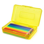 Tamaki 1 Pack Plastic Pencil Box Large Capacity Pencil Boxes Clear Boxes with Snap-tight Lid Stackable Design and Stylish Office Supplies Storage Organizer Box, Yellow - color: Yellow
