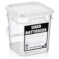 Baderke Battery Disposal Container Battery Recycling Container 1.32 Gallons Capacity Dry Cell Storage Recycling Bin with Label (White,Square) - color: White