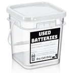Baderke Battery Disposal Container Battery Recycling Container 1.32 Gallons Capacity Dry Cell Storage Recycling Bin with Label (White,Square) - color: White