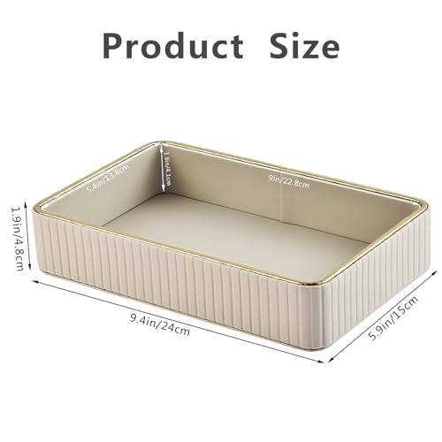 PU Leather Valet Tray,Desk Organizer Tray Nightstand Organizer Trinket Dish Storage Key Bowl Decorative Trays for Phone Wallet Jewelry Watch,Bathroom Bedroom Perfume Vanity Trays,Beige - color: Beige