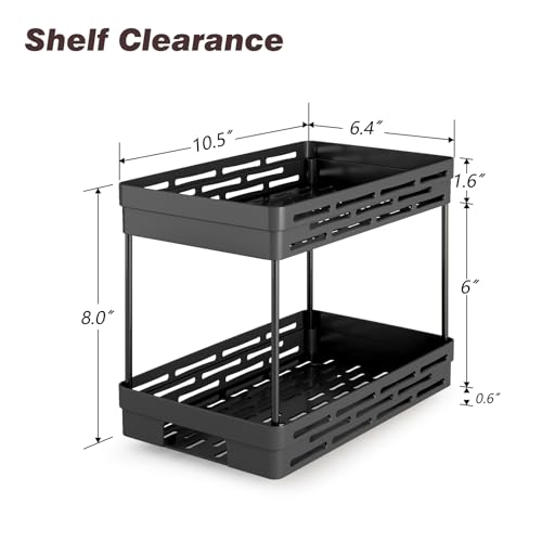 Pull Out Spice Rack Organizer for Cabinet, 2 Pack Widen Slide Out Spice Racks Organizer, Spice Cabinet Organizers, Cabinet Size Need:12'' Highx11'' Deepx6.75'' Wide,Hold 15 Spice Jar Each Tier-2Tier - color: Widen-Black, size: 2 Pack