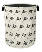 Racing Flag Foldable Canvas Laundry Basket with Handles - Toy Organizer, Heavy Duty for Home，Bedroom, Dorm, Bathroom - color: Racing Flag