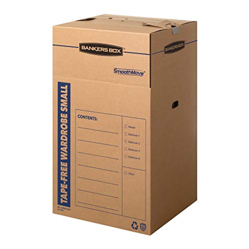 Bankers Box Short Wardrobe Box 3 Pack, Tape-Free Design, 20-in x 20-in x 34-in (7710401) - style: Tape-Free Small