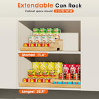 Expandable Can Rack Organizer for Pantry, 3 Tier Wooden Can holder, Canned Goods Organizer Holds Up to 24 Cans Soda, Cannd Food Storage Display for Cabinet, Pantry, Kicthen Countertop