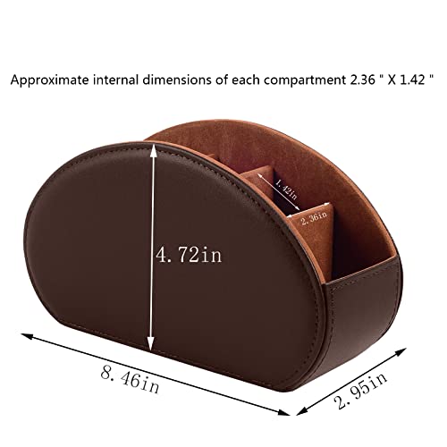 Remote Control Holder with 5 Compartments TV Remote Caddy Store Box,Desktop Organizer for Controller, Glasses and Media Player,Pen Storage (Brown) - color: brown