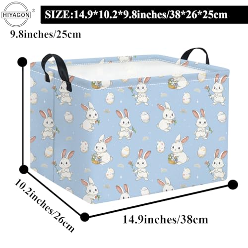 HIYAGON Rectangular Easter Basket for Kids Baby Easter Basket for Boys and Girls Cute Toy Storage Organizer Bin Box Easter Egg Room Decor(Blue Easter) - color: Blue Easter