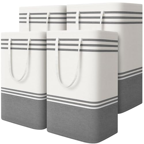 4 Pack Large Laundry Baskets, Laundry Hampers, Freestanding Waterproof Collapsible Clothes Bag with Extended & Reinforced Handles - Clothes Basket for Dorm, Bathroom, Home (75L) - size: 4 x 75L