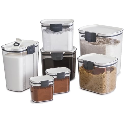 Progressive ProKeeper Baker's Airtight Kitchen Storage Canister Container Set for Flour, Sugar & More, Keeps Ingredients Fresh, with Accessories (Multicolor, 7- Piece) - color: Multicolor, size: 7- Piece