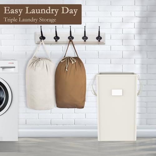 MCleanPin 210L Laundry Hamper Collapsible with 2 Washable Laundry Bags, Dirty Clothes Hamper,Laundry Basket with Handles Foldable Hamper Dorm Laundry Basket for College (Cream White) - color: Cream White